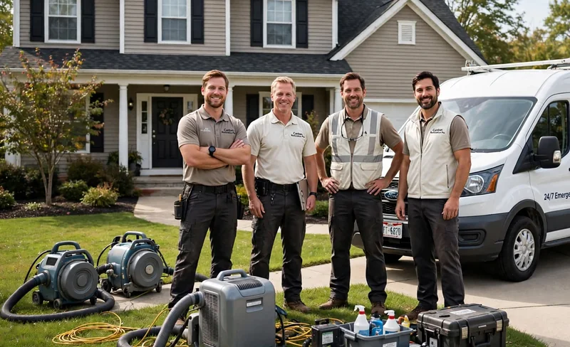 Canton water damage restoration crew with drying equipment