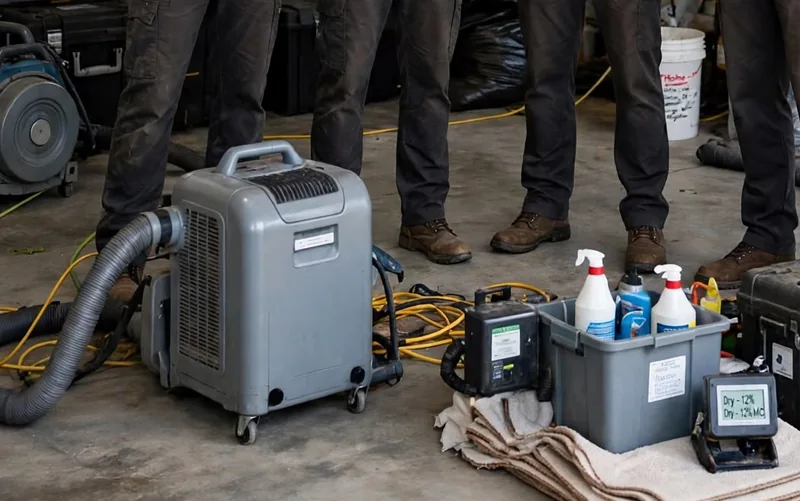 Dehumidifier and drying equipment ready for a Canton water loss
